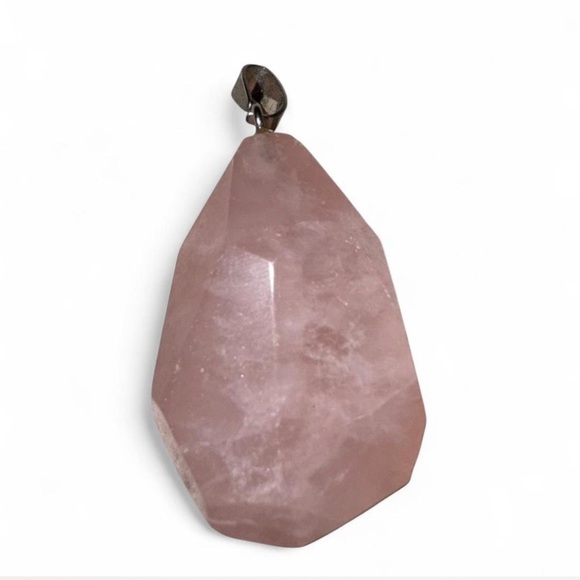 Faceted Rose Quartz Pendant Natural Crystal Gemstone Healing Jewelry - Picture 2 of 2